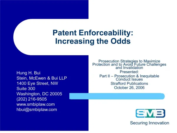 Patent Enforceability: Increasing the Odds