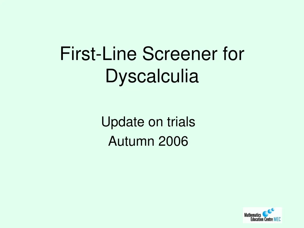 first line screener for dyscalculia