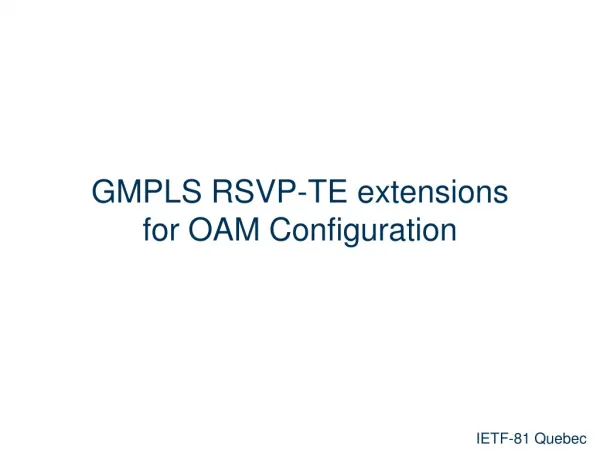 GMPLS RSVP-TE extensions for OAM Configuration