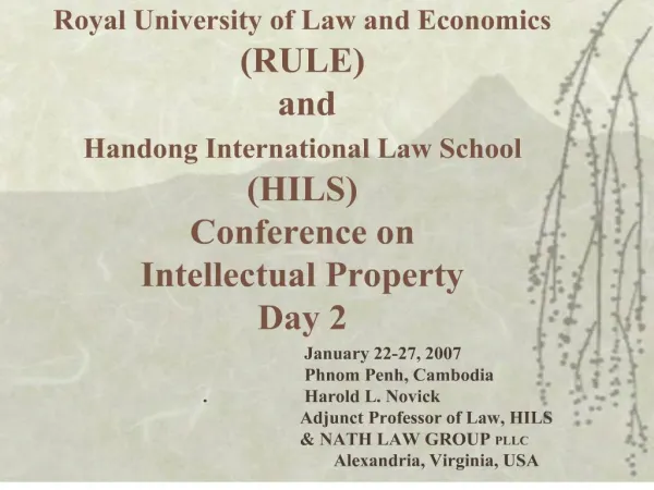 Royal University of Law and Economics RULE and Handong International Law School HILS Conference on Intellectual Prop