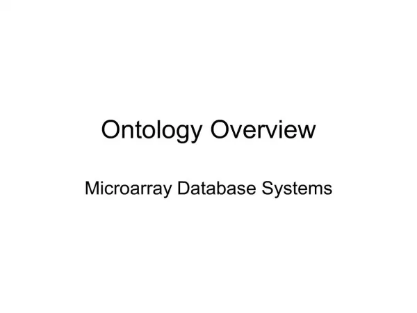 Ontology Overview