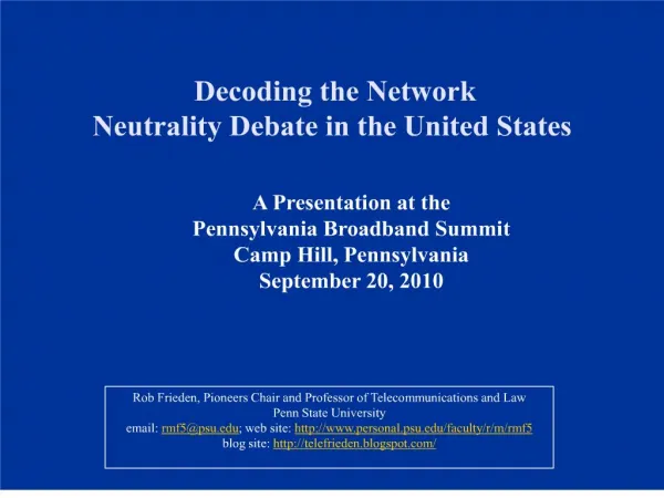 Decoding the Network Neutrality Debate in the United States