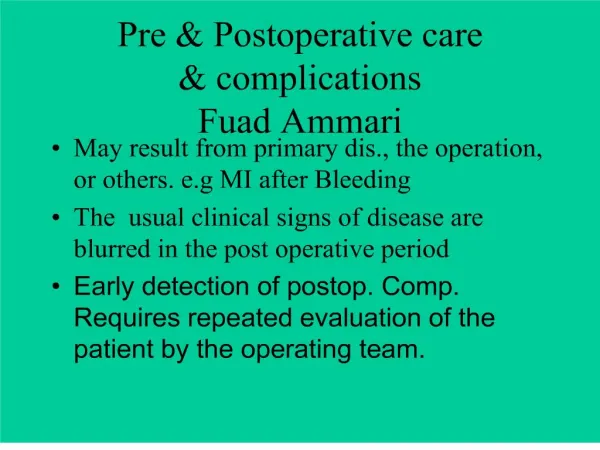 Pre Postoperative care complications Fuad Ammari