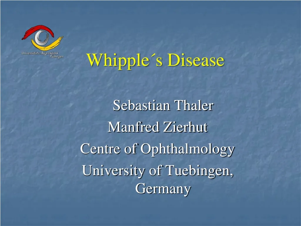 sebastian thaler manfred zierhut centre of ophthalmology university of tuebingen germany
