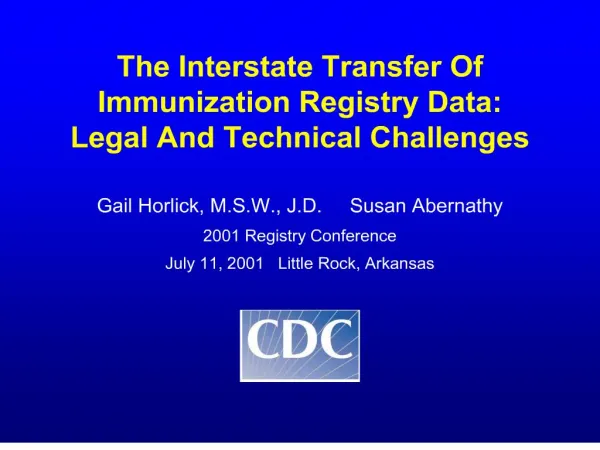 The Interstate Transfer Of Immunization Registry Data: Legal And ...