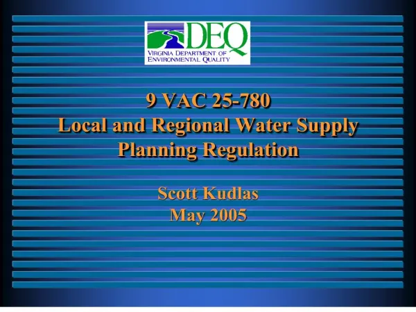 9 VAC 25-780 Local and Regional Water Supply Planning Regulation