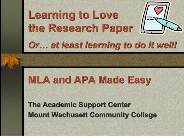 Learning to Love the Research Paper Or at least learning to do it well