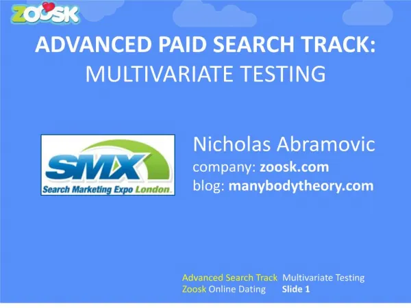Advanced Paid Search Track: Multivariate Testing