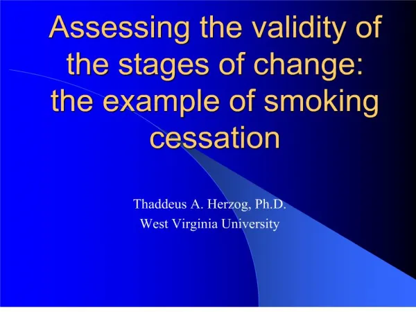 Assessing the validity of the stages of change: the example of smoking cessation