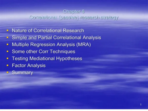 Chapter 8 Correlational passive research strategy
