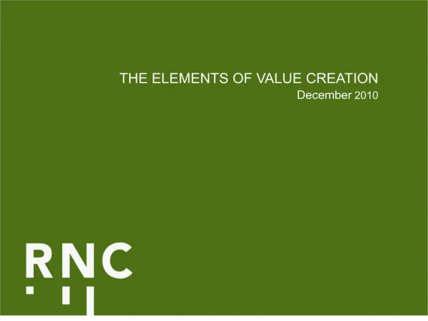 THE ELEMENTS OF VALUE CREATION