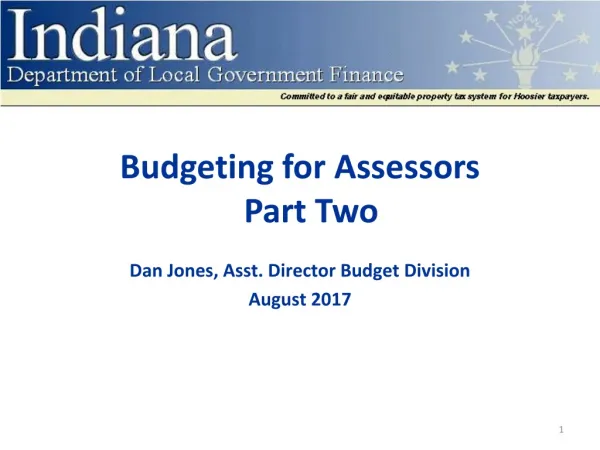 Budgeting for Assessors Part Two