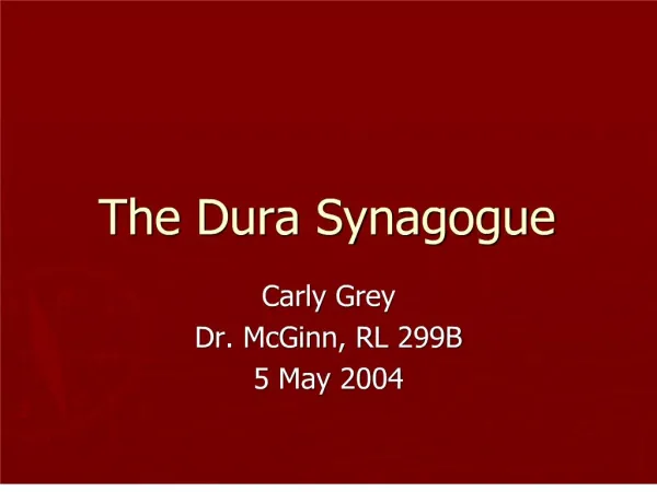 The Dura Synagogue