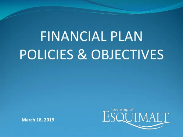 FINANCIAL PLAN POLICIES &amp; OBJECTIVES