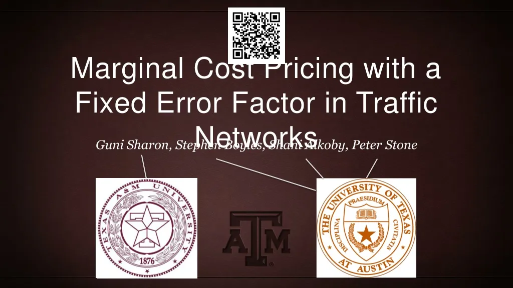 marginal cost pricing with a fixed error factor in traffic networks