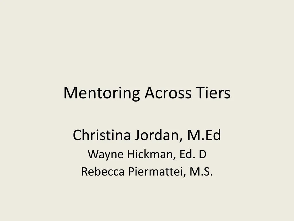 mentoring across tiers