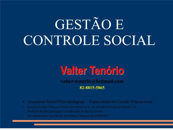 GEST O E CONTROLE SOCIAL