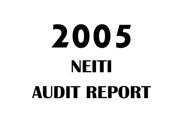 NEITI AUDIT REPORT