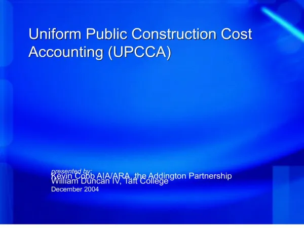 Uniform Public Construction Cost Accounting UPCCA