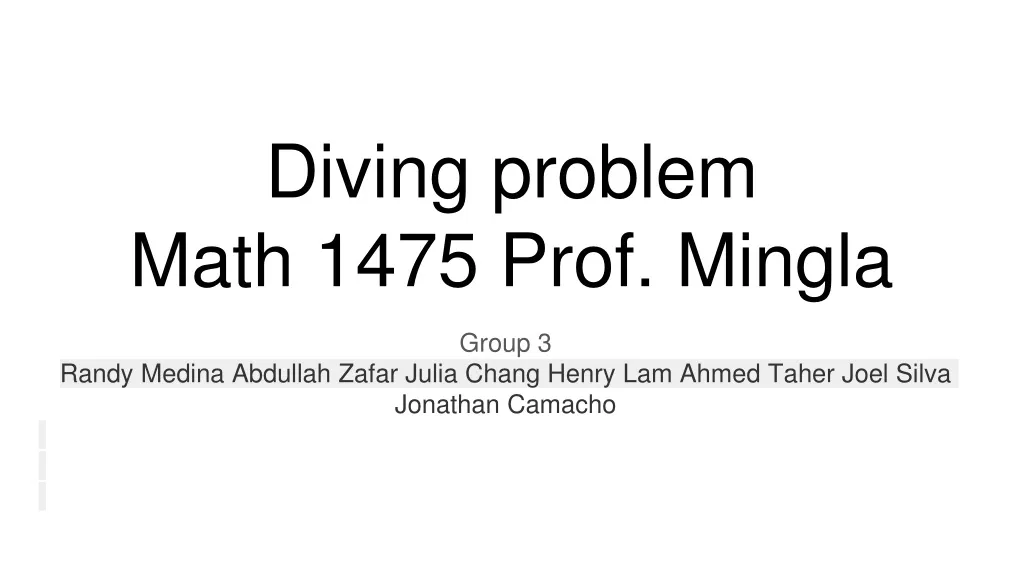 diving problem math 1475 prof mingla