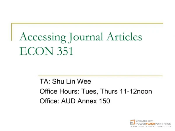 Accessing Journal Articles ECON 351