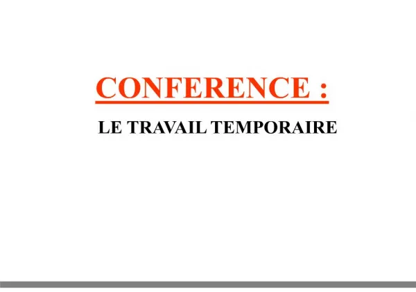 CONFERENCE : LE TRAVAIL TEMPORAIRE