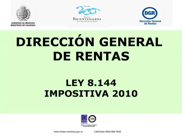 DIRECCI N GENERAL DE RENTAS LEY 8.144 IMPOSITIVA 2010