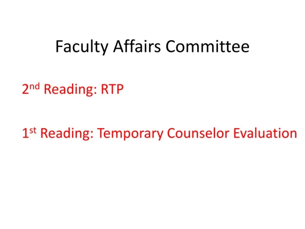 Faculty Affairs Committee