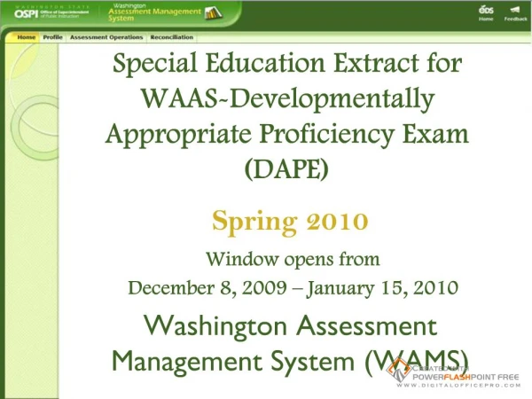 WAMS WAAS-DAPE Student Pre-registration