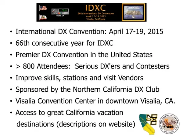 International DX Convention: April 17-19, 2015 66th consecutive year for IDXC