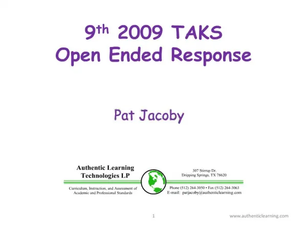9th 2009 TAKS Open Ended Response