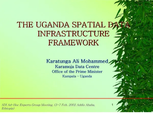 THE UGANDA SPATIAL DATA INFRASTRUCTURE FRAMEWORK