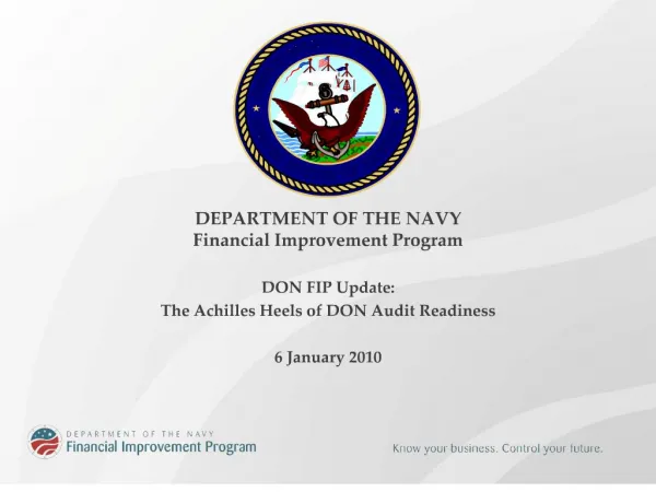 DEPARTMENT OF THE NAVY Financial Improvement Program