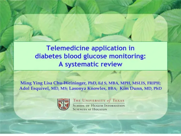 Telemedicine application in diabetes blood glucose monitoring: A systematic review