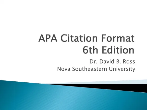 APA Citation Format 6th Edition