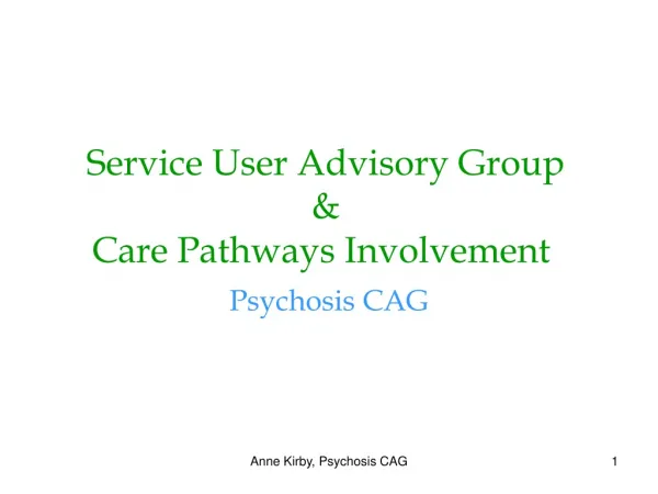 Service User Advisory Group &amp; Care Pathways Involvement