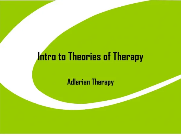 Intro to Theories of Therapy