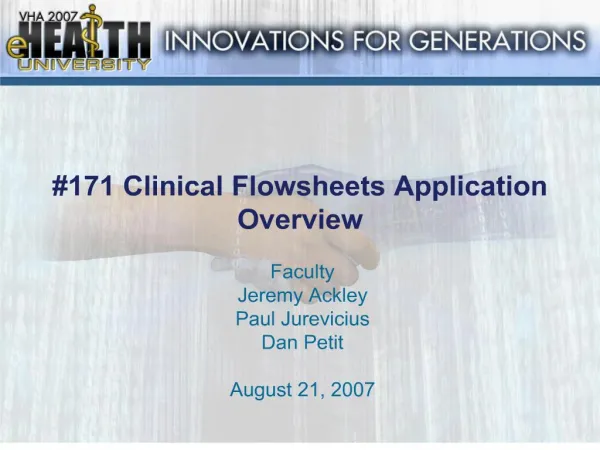 171 Clinical Flowsheets Application Overview