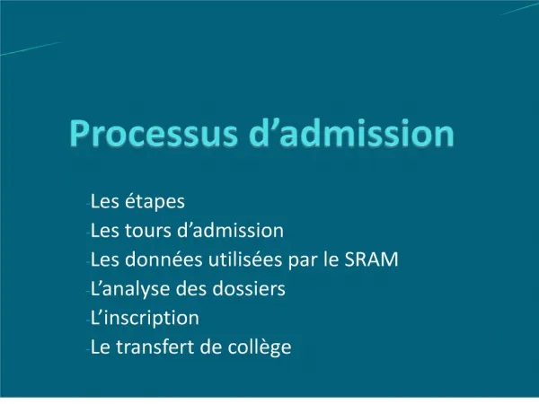 Processus d admission