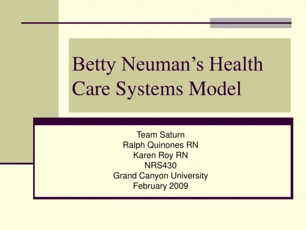 Betty Neuman???s Health Care Systems Model