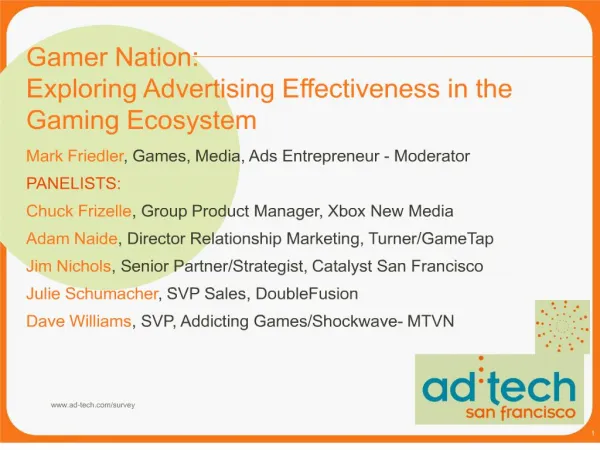 Gamer Nation: Exploring Advertising Effectiveness in the Gaming Ecosystem
