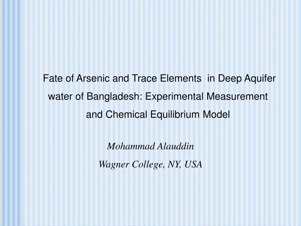 fate of arsenic and trace elements in deep