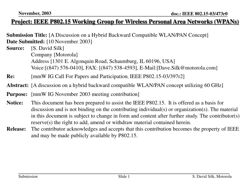 project ieee p802 15 working group for wireless