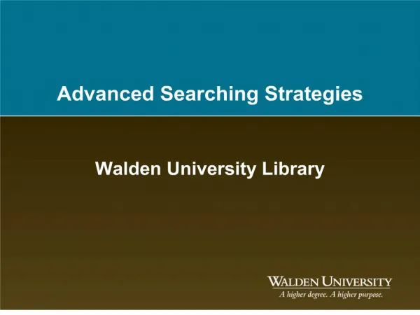 Advanced Searching Strategies