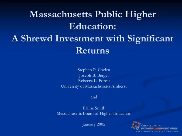 Massachusetts Public Higher Education: A Shrewd Investment with ...