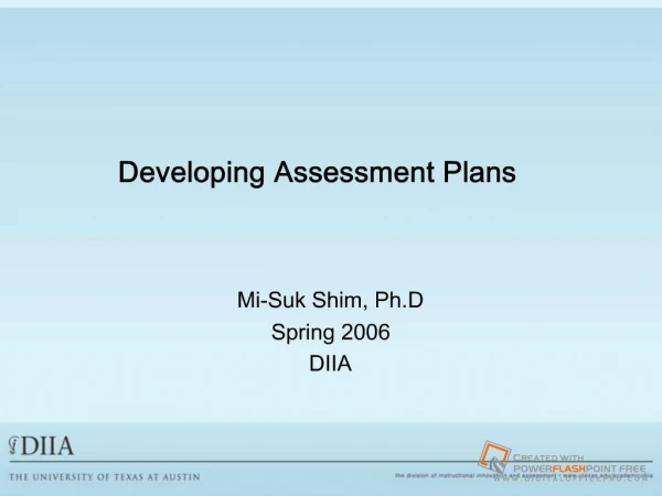Developing Assessment Plans