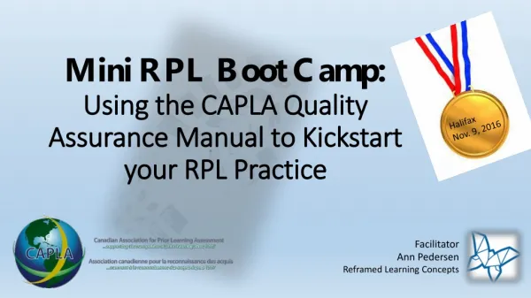 Mini RPL Boot Camp: Using the CAPLA Quality Assurance Manual to Kickstart your RPL Practice