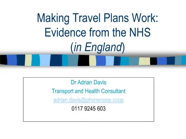 Making Travel Plans Work: Evidence from the NHS in England