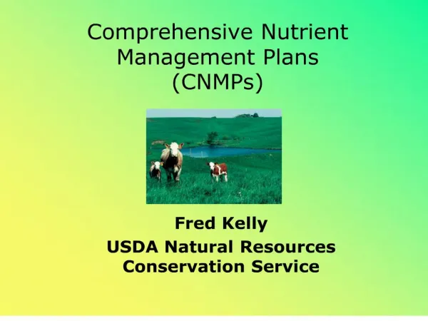 Comprehensive Nutrient Management Plans CNMPs