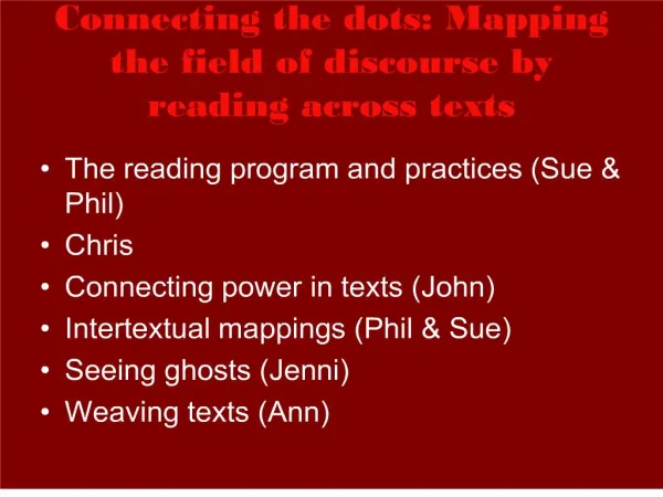 Connecting the dots: Mapping the field of discourse by reading across texts
